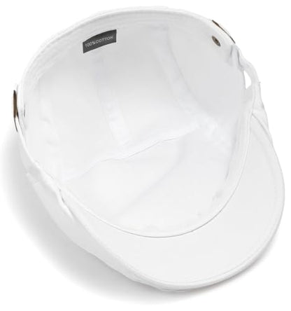 Initlove Mens Newsboy Cap Cotton Ivy Hat Beret Hats for Driving - color: B White