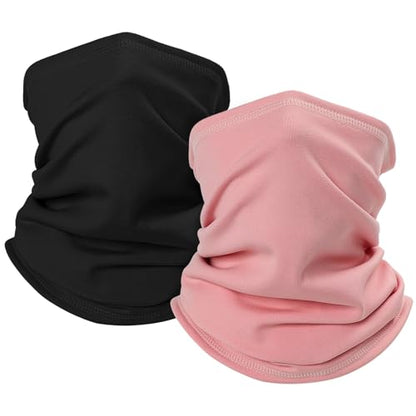 LUOLIIL VOE 2 Pack Winter Neck Gaiter Warmer for Men&Women,Windproof Face Cover Fleece Face Mask Scarf for Cold Weather Sport - color: Black+pink