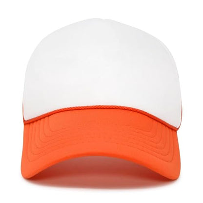 DALIX Two Tone Trucker Hat Summer Mesh Cap with Adjustable Snapback Strap - color: Orange, size: One Size