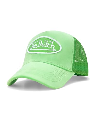 Von Dutch Unisex Velvet Trucker Hat, Curved Bill, Mesh Back, Snapback - color: Bright Green