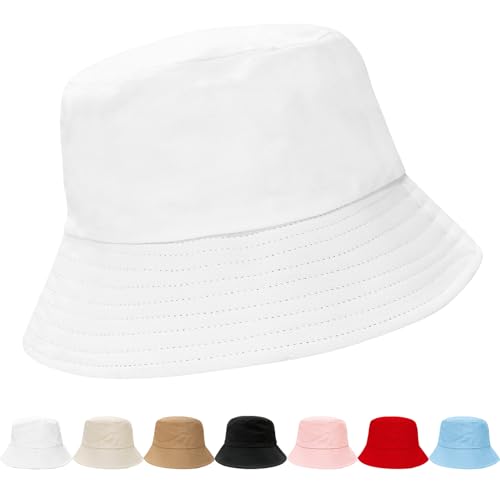 NPQQUAN Bucket Hats for Men Woman Packable Foldable Sun Hats for Women - color: Pure White