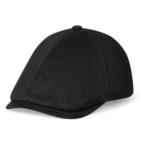 Clakllie Cotton Newsboy Cap Lightweight Short Brim Golf Flat Cap for Men Vintage Ivy Irish Hat Classic Gatsby Driving Beret - color: Cdus-nb25q10-black