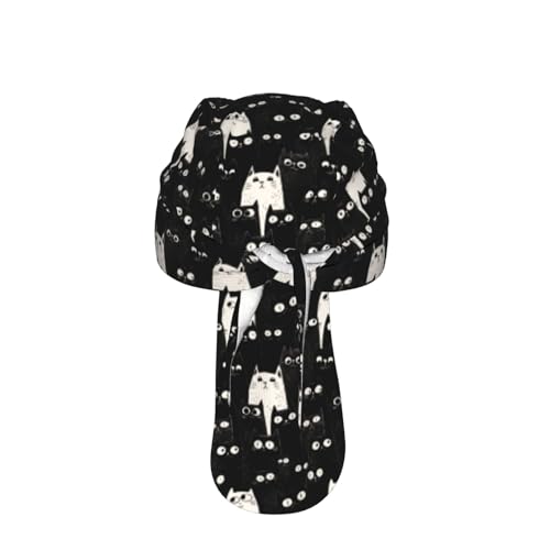 Adjustable Cycling Cap, Quick Dry Sports Bandana Skull Cap Helmet Liner - color: Black Cats