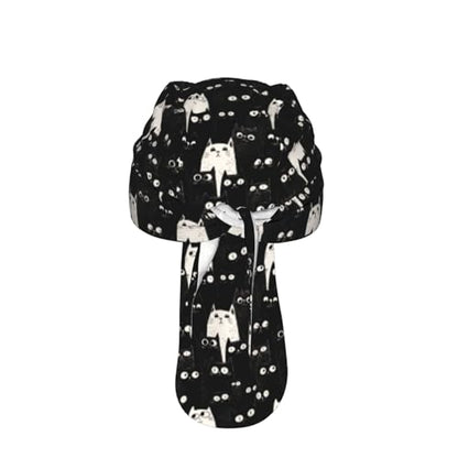 Adjustable Cycling Cap, Quick Dry Sports Bandana Skull Cap Helmet Liner - color: Black Cats