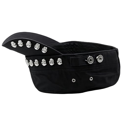 Oversize Cadet Hat Women Hip Hip Punk Rock Rivet Cotton Baseball Caps Big Head Men Army Sun Caps Dad Flat Top Fitted Hats - color: Black 2