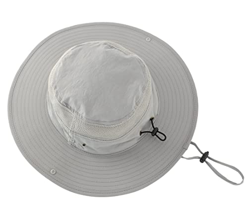 Connectyle UPF 50+ Wide Brim Sun Hat for Men Breathable Cowboy Boonie Hats Outdoor Bucket Hat for Fishing Hiking Safari - color: Grey
