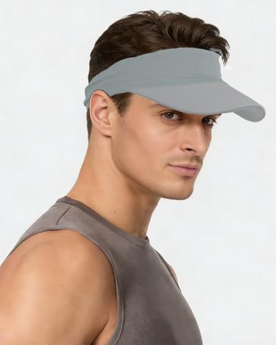 Cooling Sun Stretchy Visor Hat for Men Women,Soft Headband Visors - color: 1-light Grey