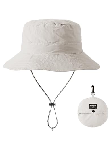 Sun Hats for Men Women Waterproof UPF 50+ Bucket Hat Protection Hat for Fishing Hiking Garden Safari Beach - color: Beige