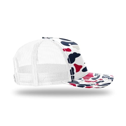 Richardson 112FP & 112PFP Classic Fit Five-Panel Snapback Trucker Cap |OSFM - color: Americana Duck Camo/White