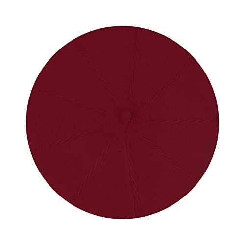 Gllutt Beret Hat French Style Stretchy Knitting Solid Color Both Side Usable - color: Wine Red