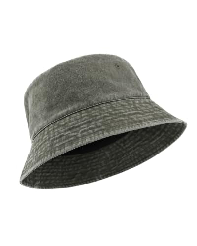 Zylioo XL XXL Bucket Hat for Big Heads, Washed Cotton Sun Hat - color: Army Green-lined, size: Large