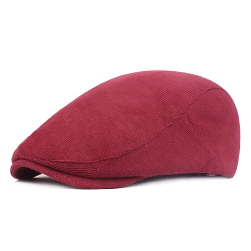 Classic Flat Cap for Men Adjustable Beret Newsboy Hat Breathable Cotton Golf Flat Cap Gatsby Driving Hunting Hat - color: Red