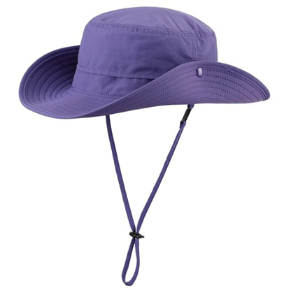 Connectyle Sun Hat for Men Women Outdoor UV Protection Safari Hat for Fishing Hiking Gardening Breathable Cowboy Hat UPF50 - color: Purple