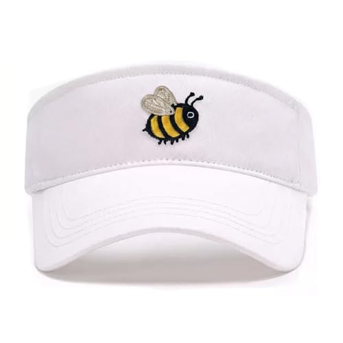 Embroidered Adjustable Sun Visor for Women Men Outdoor Golf Tennis - color: Cute Bumble Bee/White