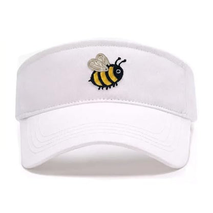 Embroidered Adjustable Sun Visor for Women Men Outdoor Golf Tennis - color: Cute Bumble Bee/White