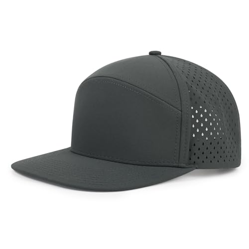 Quick Dry Baseball Cap Flat Brim Snapback Golf Hat for Men Women - color: Darkgrey
