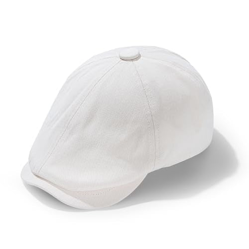 Men's Cotton Newsboy Flat Cap Adjustable Snapback Soft Fitted Hat Golf Cabbie Painter Gatsby Ivy Hat - color: Beige, size: Medium