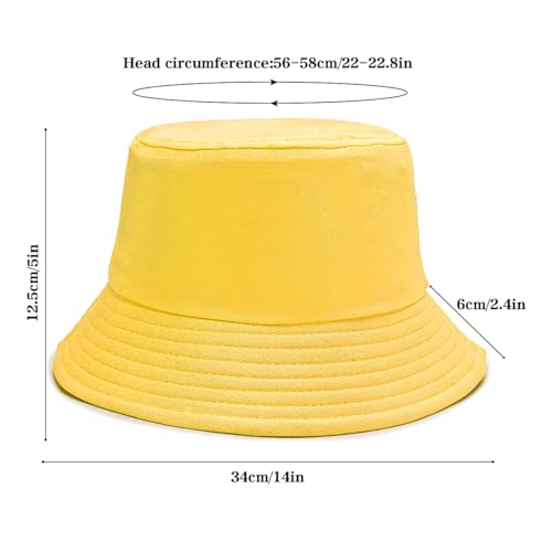 Bucket Hat Beach Sun Hat Fishing Hat for Women Men, Summer Outdoor Travel Packable Fisherman Hat - color: Yellow