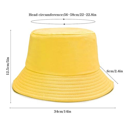 Bucket Hat Beach Sun Hat Fishing Hat for Women Men, Summer Outdoor Travel Packable Fisherman Hat - color: Yellow