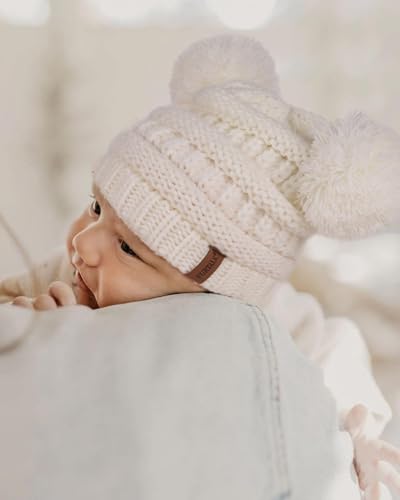 FURTALK Baby Winter Knitted Beanie Hat Soft Warm Pom Poms Toddler Skull Cap - color: Black+white+grey, size: 0-12 Months