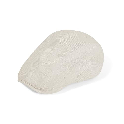 Flat Ivy Newsboy Cap for Men Classic Ramie Irish Cabbie Driving Hunting Summer Sun Hat - color: Beige, size: Medium