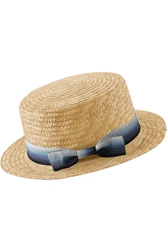 BABEYOND Men's Straw Boater Hat, 1920s Gatsby Summer Costume Accessory - color: Blue, size: Large-X-Large