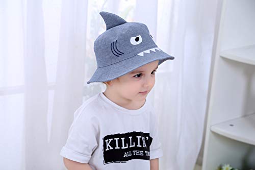Kids Toddler Baby Boy Sun Hat Summer Bucket Hats with UPF 50+ UV Sun Protective - color: Grey, size: 0-6 Months