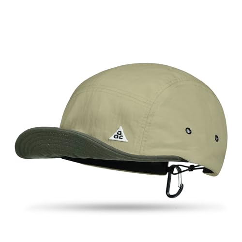 Clakllie Lightweight 5 Panel Short Brim Hat Two-Tone Flat Brim Baseball Cap - color: Bs26dy11-khaki Green