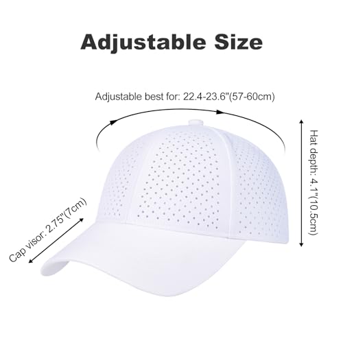 FEINION Men Laser Mesh Breathable Snapback Baseball Cap - color: White