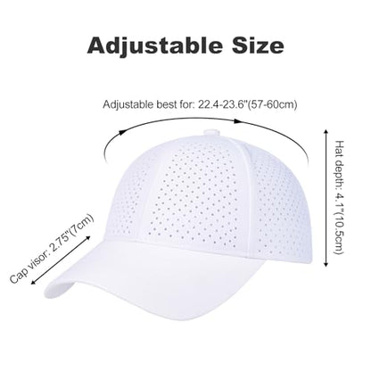 FEINION Men Laser Mesh Breathable Snapback Baseball Cap - color: White