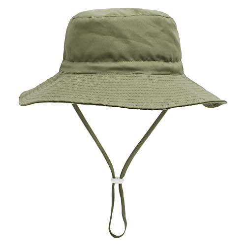 Baby Sun Hat Toddler Beach Swim Hats UPF 50+ Summer Bucket Hat Kids Infant Wide Brim Adjustable Sun Hat for Baby Boy Girls - color: Army Green, size: 0-6 Months