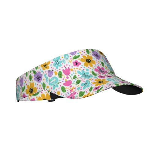 Sun Visor Hats Adjustable Open Top Sport Hat for Golf Women/Men - color: Colorful Flower