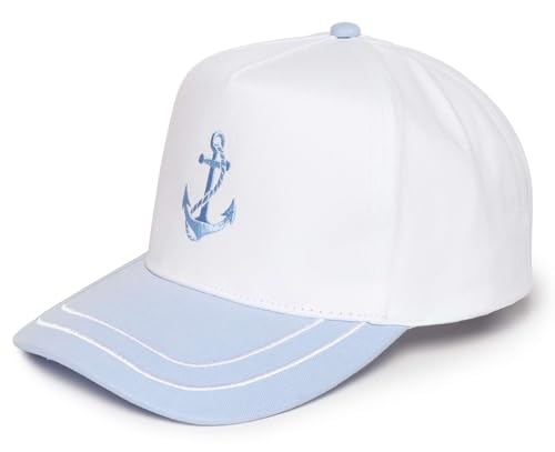D&Y Retro 2-Tone Canvas Baseball Cap for Women - Funny Embroidered Distressed Snapback, Adjustable Cotton Dad Hat - color: Anchor-lt Blue