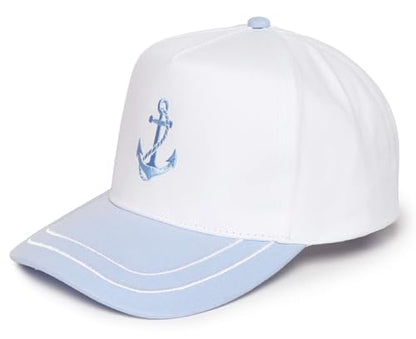D&Y Retro 2-Tone Canvas Baseball Cap for Women - Funny Embroidered Distressed Snapback, Adjustable Cotton Dad Hat - color: Anchor-lt Blue