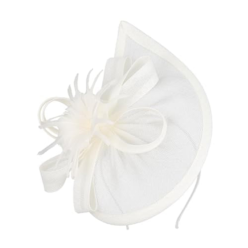 Gionforsy Fascinator Hats for Women Flower Tea Party Hats Pillbox Hat - color: Beige