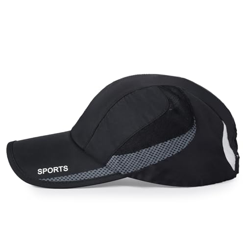 HH HOFNEN Quick Dry Cap Lightweight Running Sports Golf Hat for Men Women - color: #3 Black