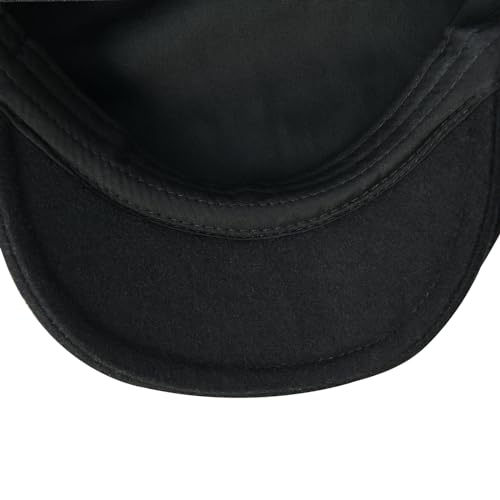 FEINION Men Wool Blend Flat Cap Tweed Newsboy Ivy Hat - color: Black