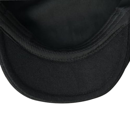 FEINION Men Wool Blend Flat Cap Tweed Newsboy Ivy Hat - color: Black