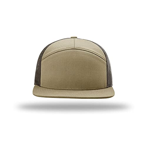 Richardson 168 Hi-Pro 7 Panel Adjustable Snapback Trucker Mesh Back Cap - color: Pale Khaki/Brown