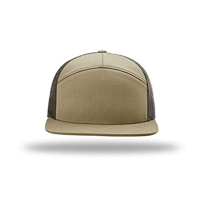 Richardson 168 Hi-Pro 7 Panel Adjustable Snapback Trucker Mesh Back Cap - color: Pale Khaki/Brown