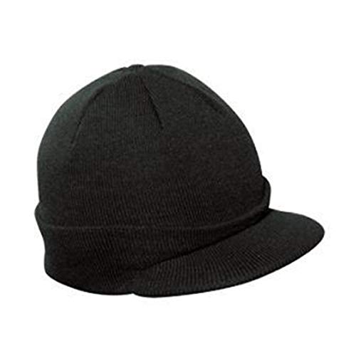 The Vintage Year Visor Beanie Billed Knit Radar Cuff Skull Cap Sports Outdoor Winter Stretch Acrylic One Size Men Women - color: Black