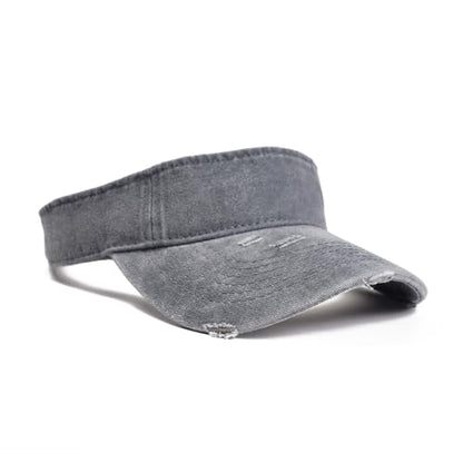 ANDICEQY Retro Ripped Sun Visor Hat, Baseball Sun Visors for Women and Men - color: Retro Gray