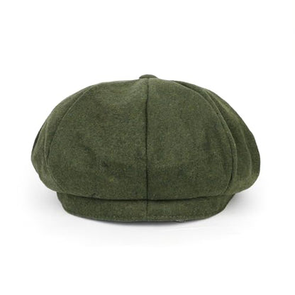 ililily Washed Cotton Newsboy Cabbie Cap Corduroy Duck Bill Flat Hunting Hat - color: Wool Olive