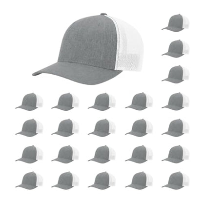 Richardson 110 Trucker R-Flex Baseball Cap| Fitted Mesh Back Hat - color: Heather/White, size: Small-Medium