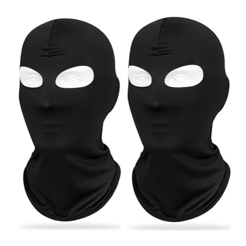 2Pcs Full Face Mask,2Hole/3Hole Black Thin Balaclava Seamless Mask - color: 2 Hole Black-2pcs