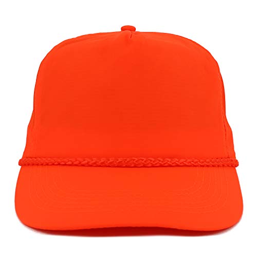 Armycrew 5 Panel Neon Color Nylon Crinkle Cap with Rope Band - color: Neon Orange