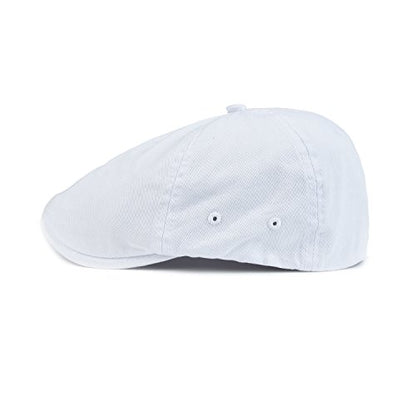 VOBOOM Cotton Washing Flat Cap Cabbie Hat Gatsby Ivy Irish Hunting Newsboy - color: White