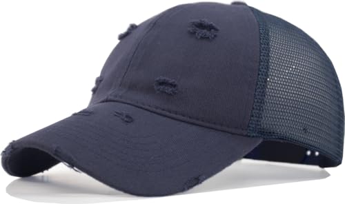 Comfy Soft Vintage Washed Trucker Baseball Cap - Women Men Unstructured Dad Hat | Snapback | Soft Crown | Soft Mesh - color: Distresssed Navy, size: One Size