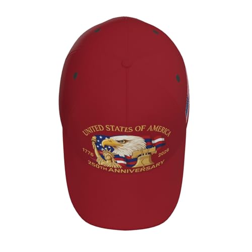 American Flag Baseball Caps Embroiderred USA Flag Patriotic Dad Hat Adjustable Trucker Hats for Men Women - color: Usa 250th Anniversary -Red
