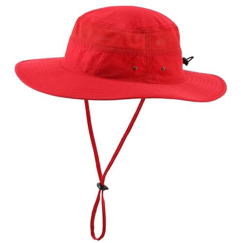 Home Prefer UPF 50+ Men's Sun Hat Wide Brim Bucket Hat UV Protection Hat for Mens Womens Beach Safari Gardening Golf Fishing - color: Red